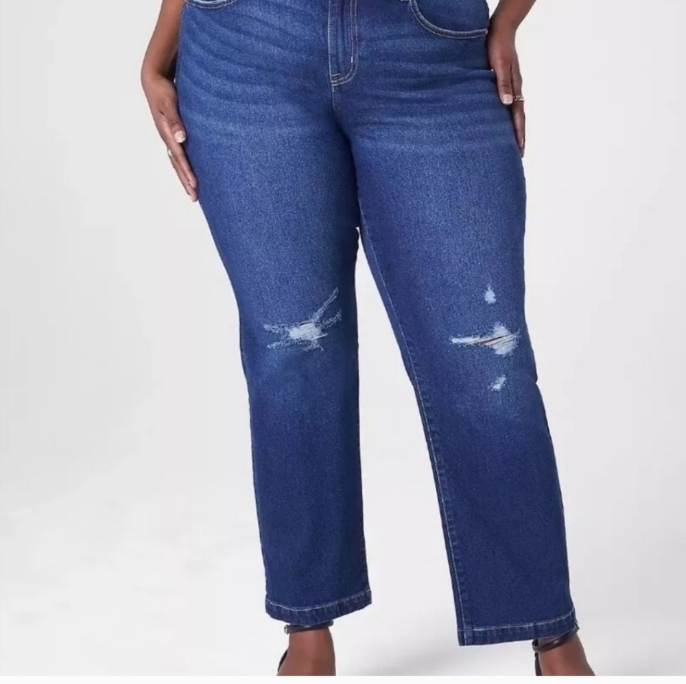 Boyfriend Jean Distressed Signature Fit Slim Straight Ankle 14 / 16 Lane Bryant